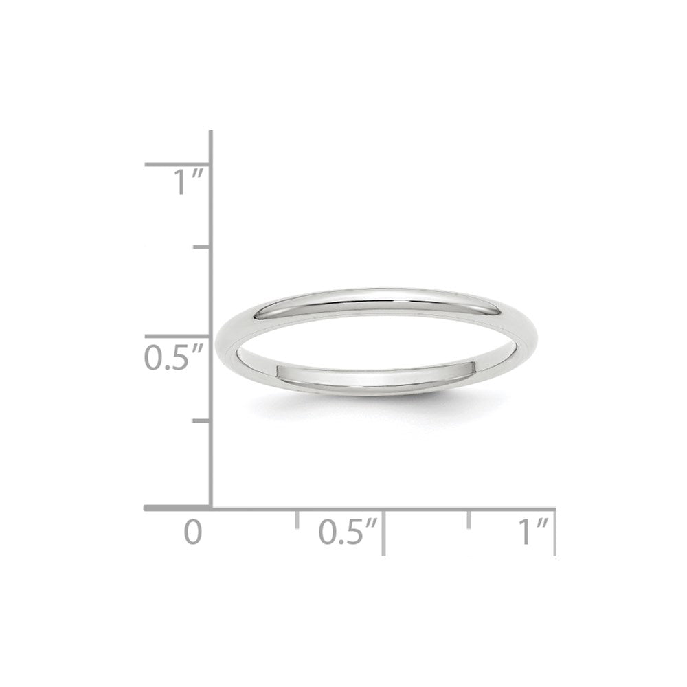 14k White Gold 2mm Standard Weight Comfort Fit Wedding Band Size 4.5