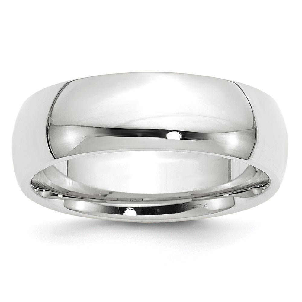 14k White Gold 7mm Standard Weight Comfort Fit Wedding Band Size 5.5