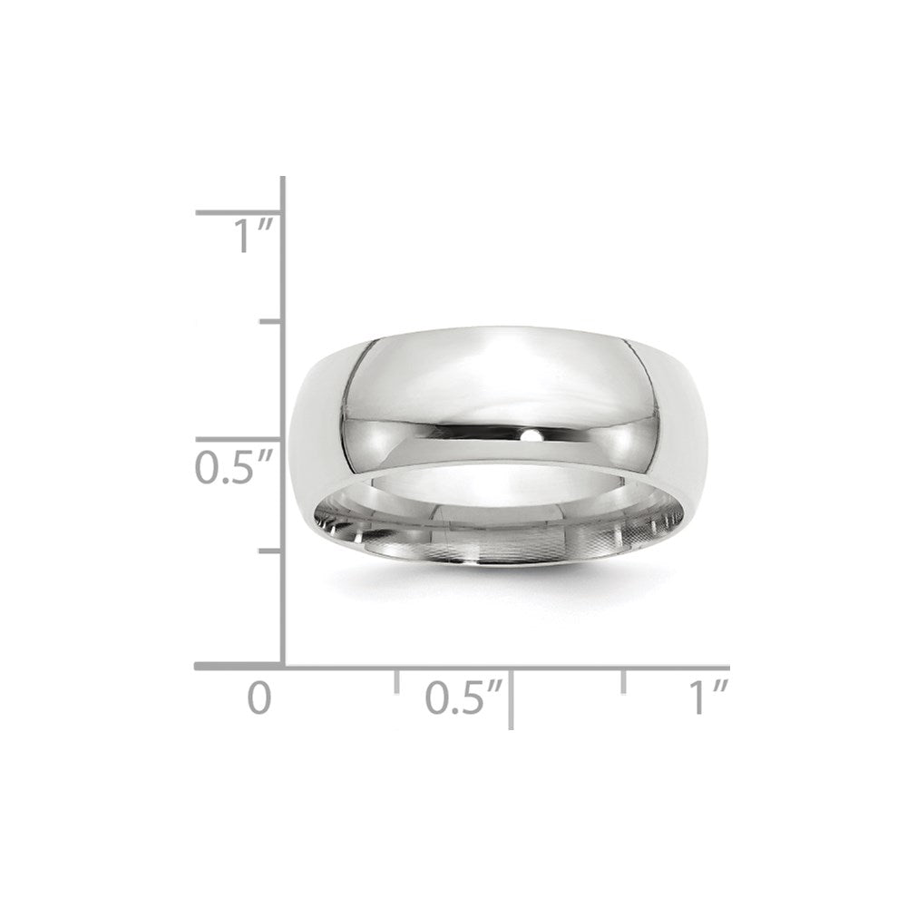 14k White Gold 8mm Standard Weight Comfort Fit Wedding Band Size 4