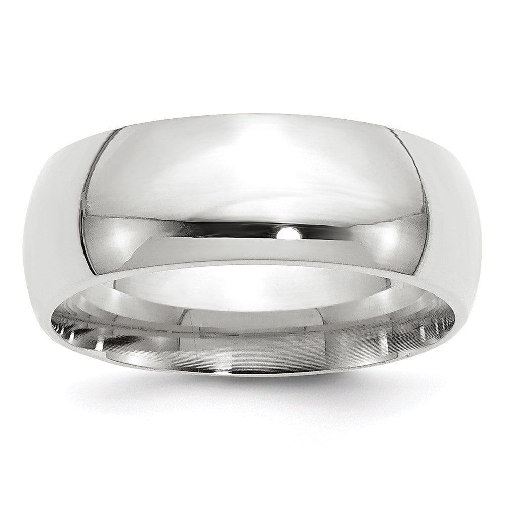 14k White Gold 8mm Standard Weight Comfort Fit Wedding Band Size 12.5