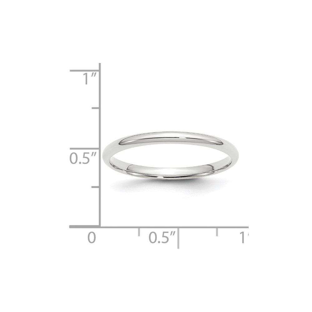 14k White Gold 2mm Lightweight Comfort Fit Wedding Band Size 6