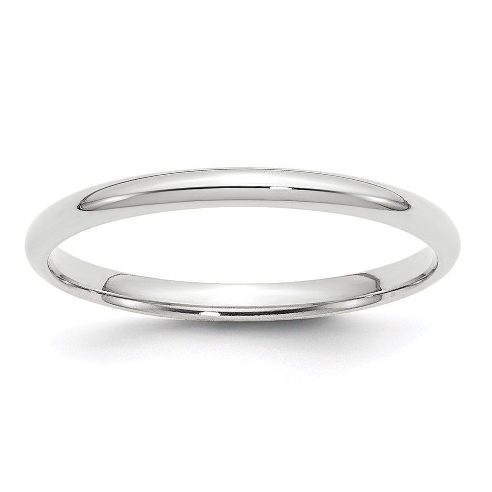14k White Gold 2mm Lightweight Comfort Fit Wedding Band Size 12.5