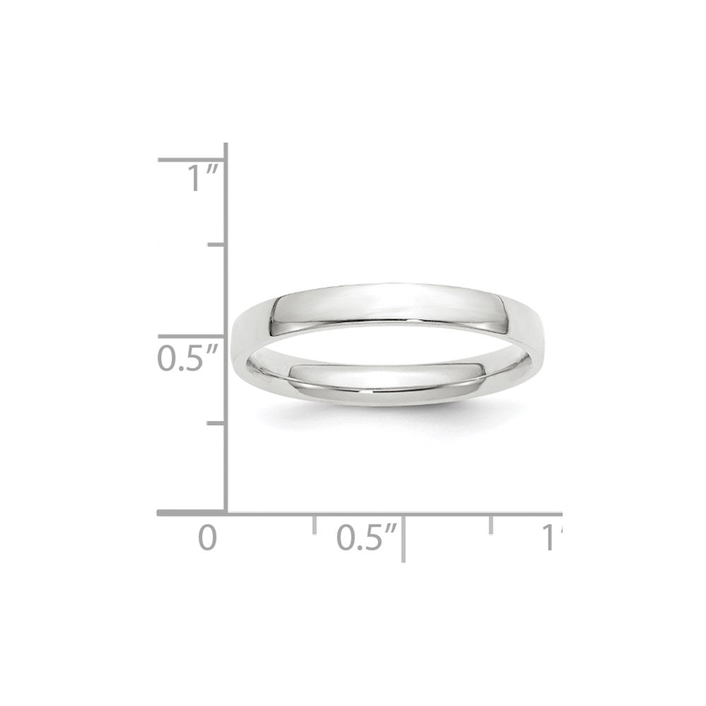14k White Gold 3mm Lightweight Comfort Fit Wedding Band Size 10.5