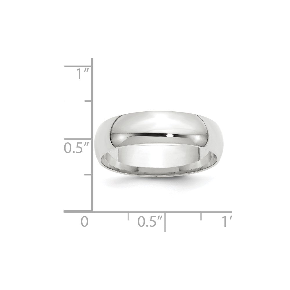 14k White Gold 6mm Lightweight Comfort Fit Wedding Band Size 11