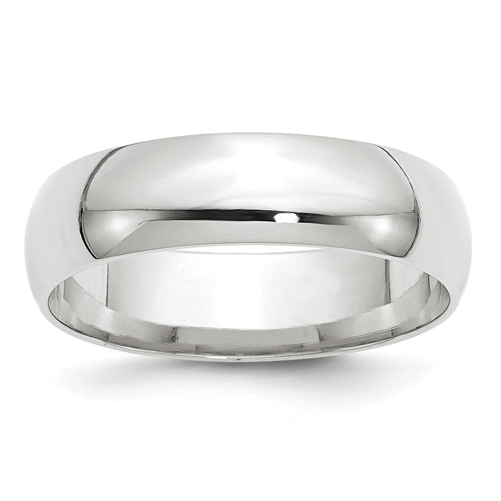 14k White Gold 6mm Lightweight Comfort Fit Wedding Band Size 12.5