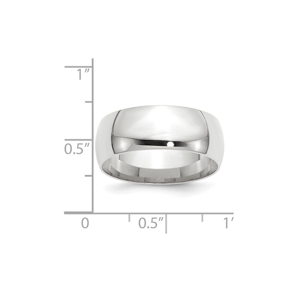 14k White Gold 8mm Lightweight Comfort Fit Wedding Band Size 7.5