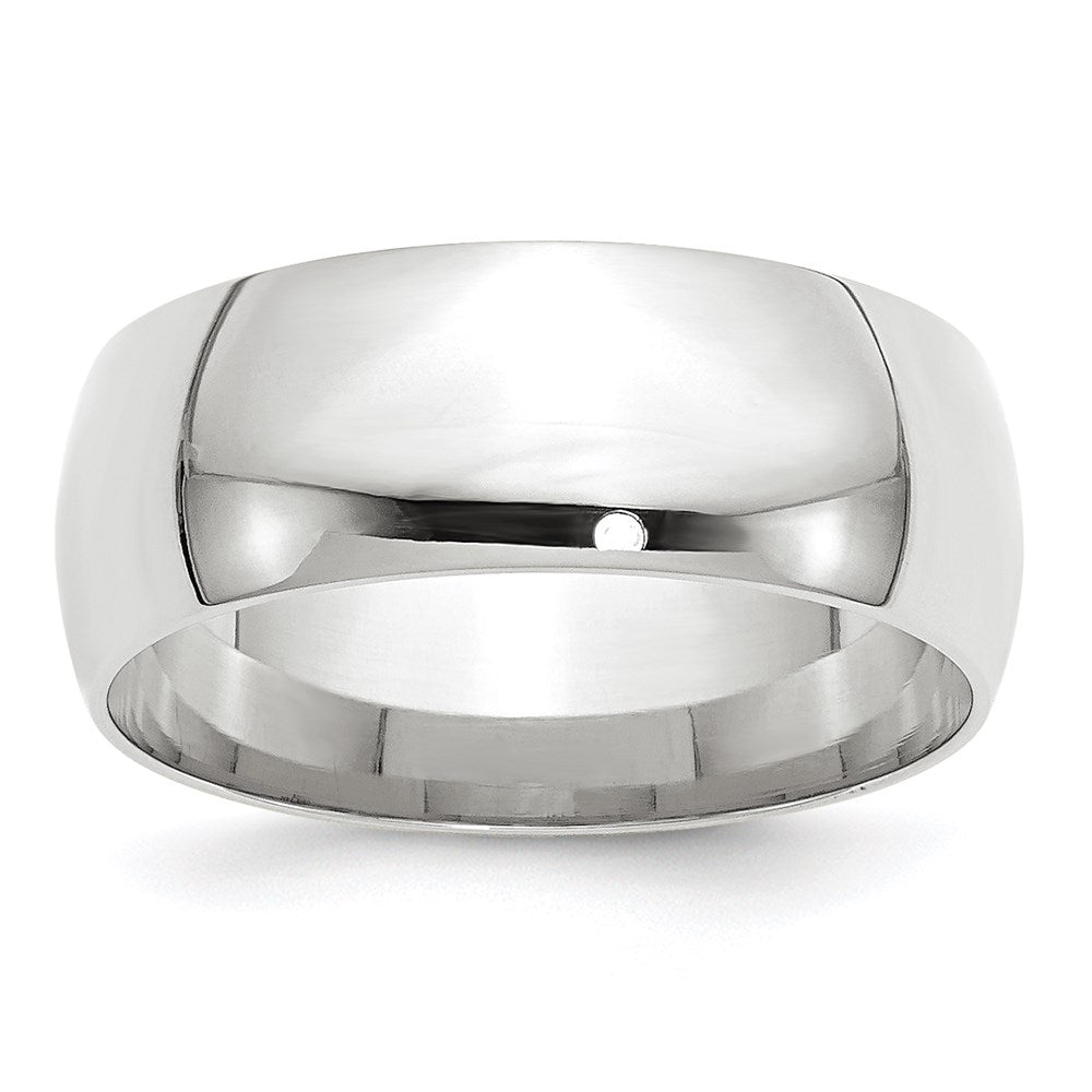 14k White Gold 8mm Lightweight Comfort Fit Wedding Band Size 7.5