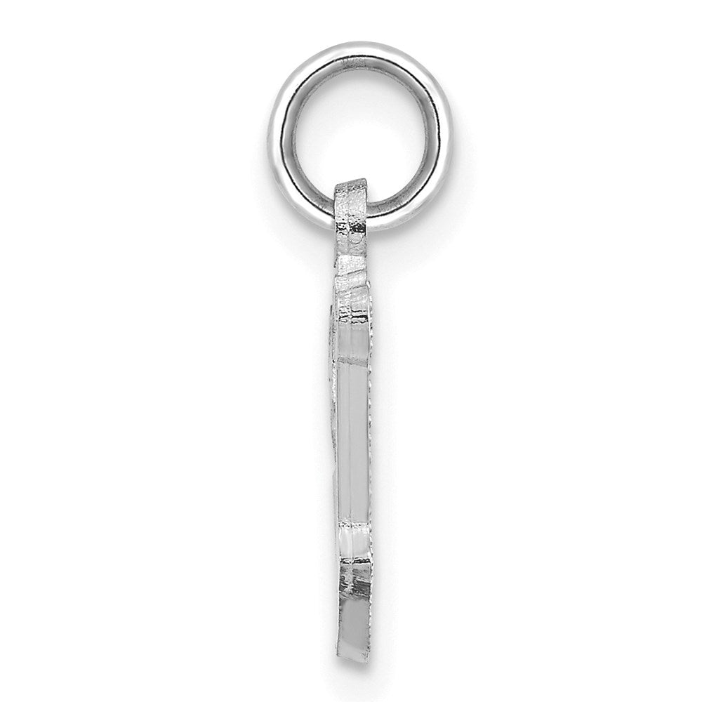 14K White Gold Diamond-cut Letter V Initial Charm