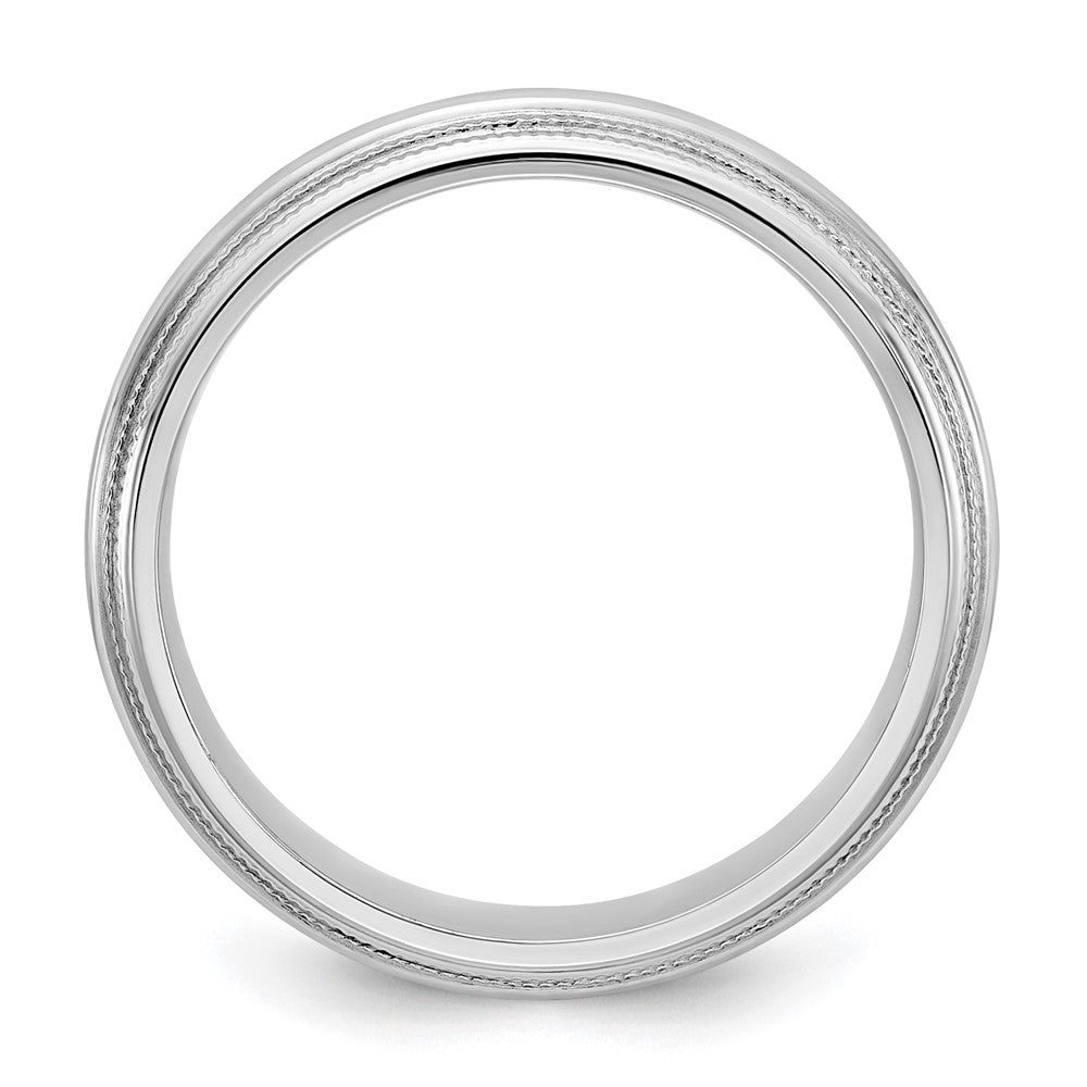 14k White Gold 5mm Double Milgrain Comfort Fit Wedding Band Size 5