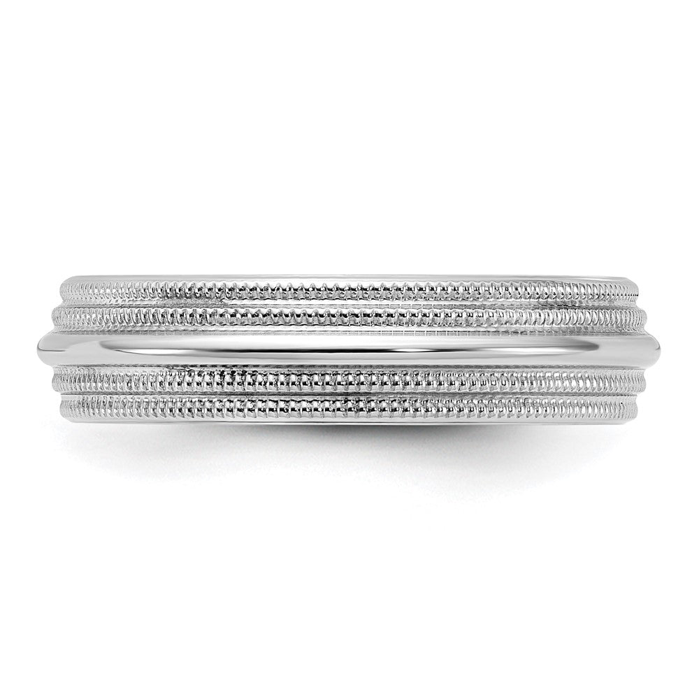 14k White Gold 5mm Double Milgrain Comfort Fit Wedding Band Size 5