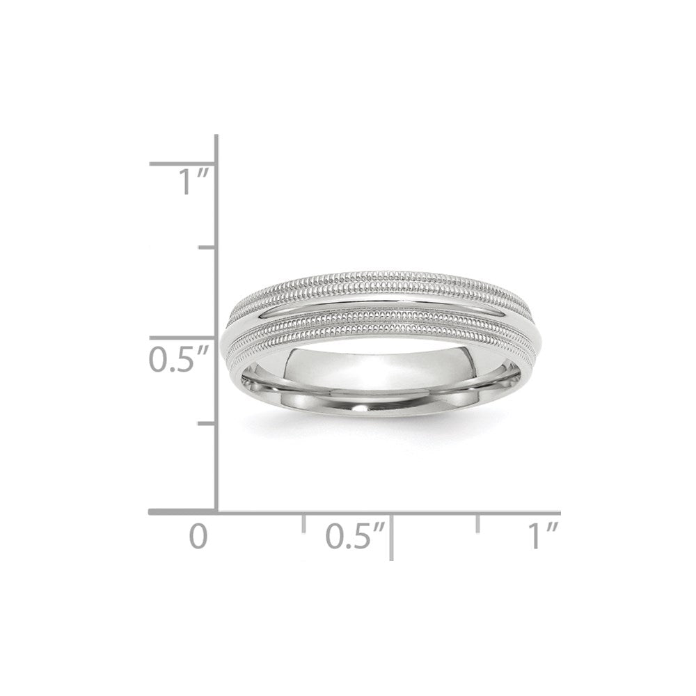 14k White Gold 5mm Double Milgrain Comfort Fit Wedding Band Size 14