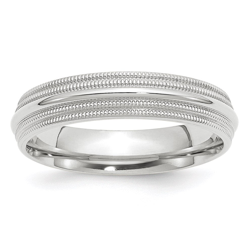 14k White Gold 5mm Double Milgrain Comfort Fit Wedding Band Size 11