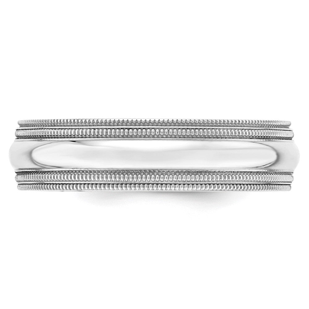 14k White Gold 6mm Double Milgrain Comfort Fit Wedding Band Size 6
