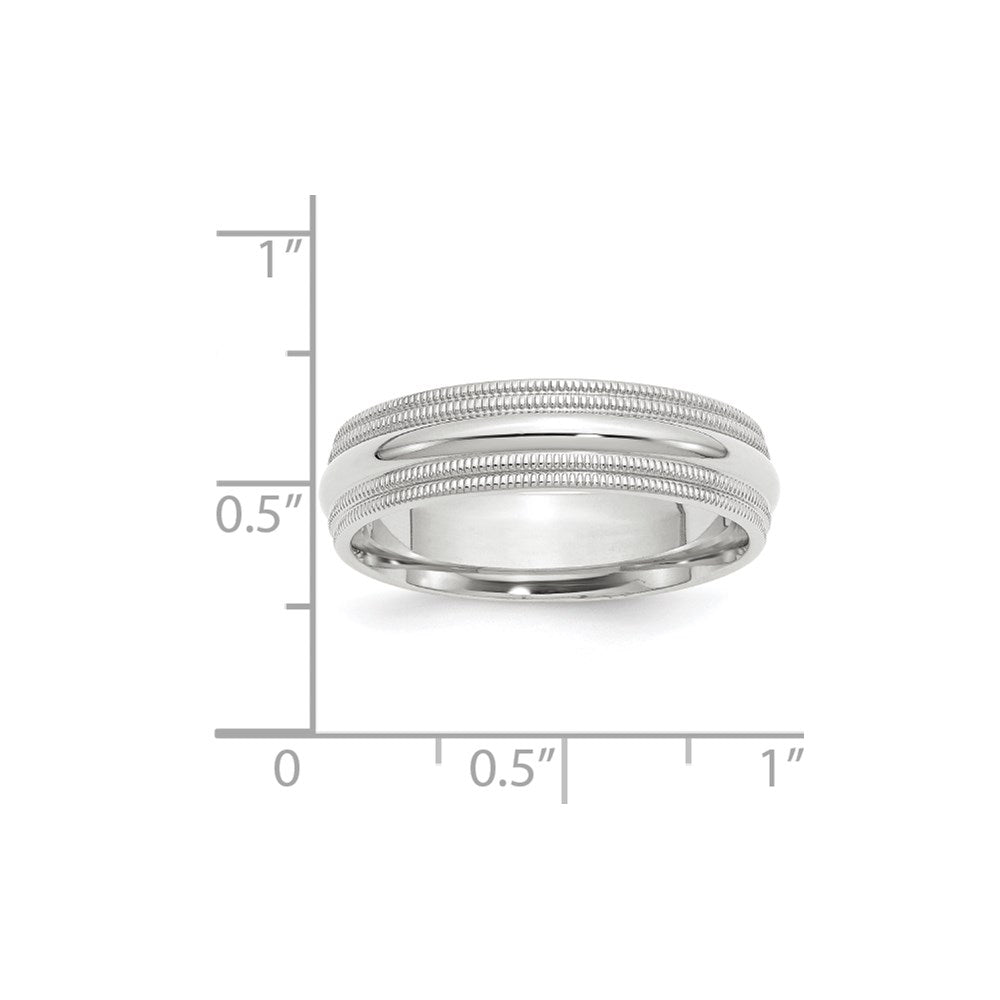 14k White Gold 6mm Double Milgrain Comfort Fit Wedding Band Size 12