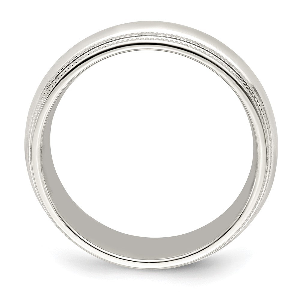 14k White Gold 7mm Double Milgrain Comfort Fit Wedding Band Size 5