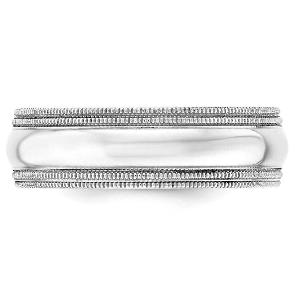 14k White Gold 7mm Double Milgrain Comfort Fit Wedding Band Size 13