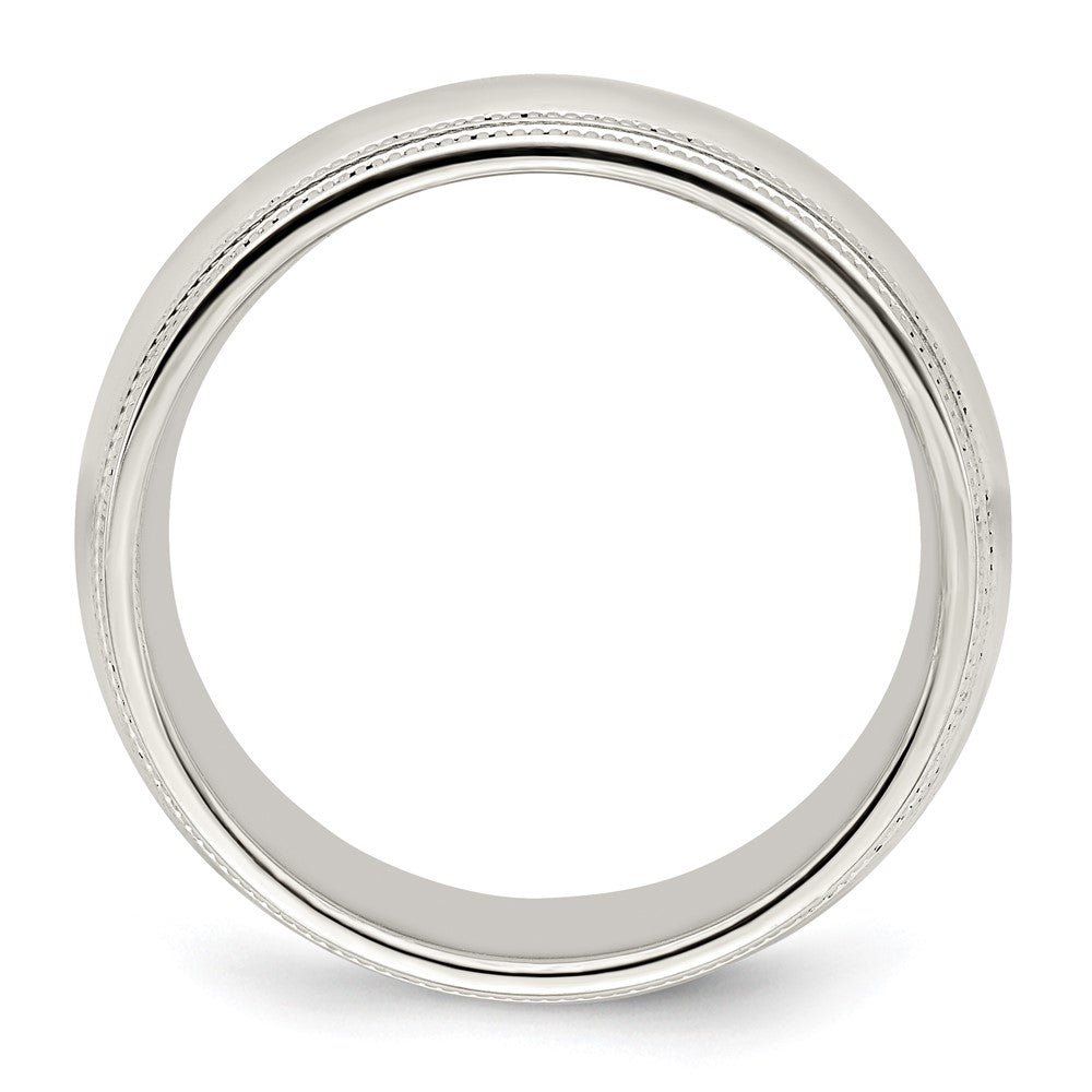 14k White Gold 8mm Double Milgrain Comfort Fit Wedding Band Size 14