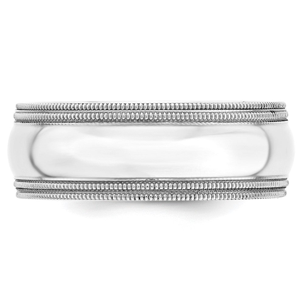 14k White Gold 8mm Double Milgrain Comfort Fit Wedding Band Size 14