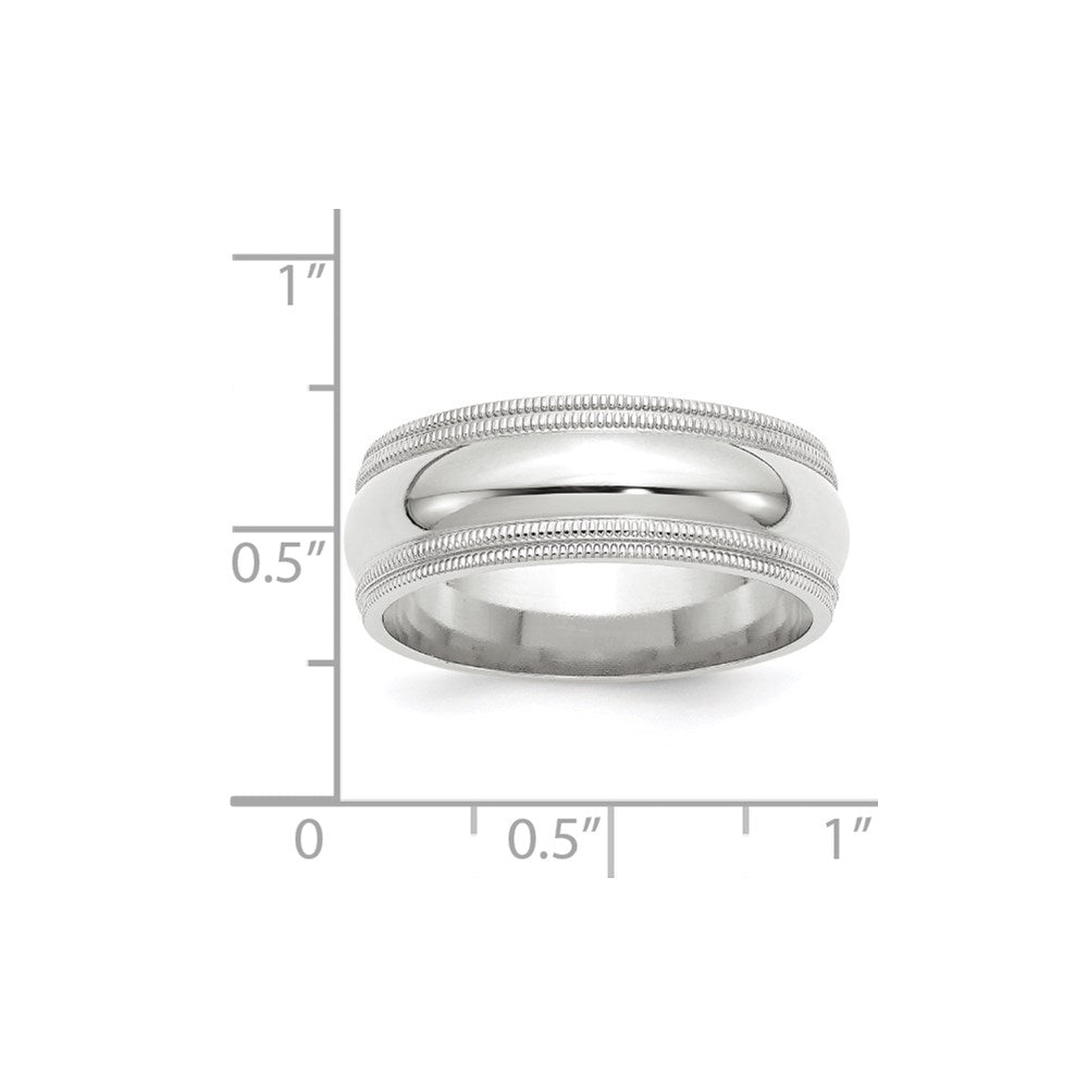 14k White Gold 8mm Double Milgrain Comfort Fit Wedding Band Size 14