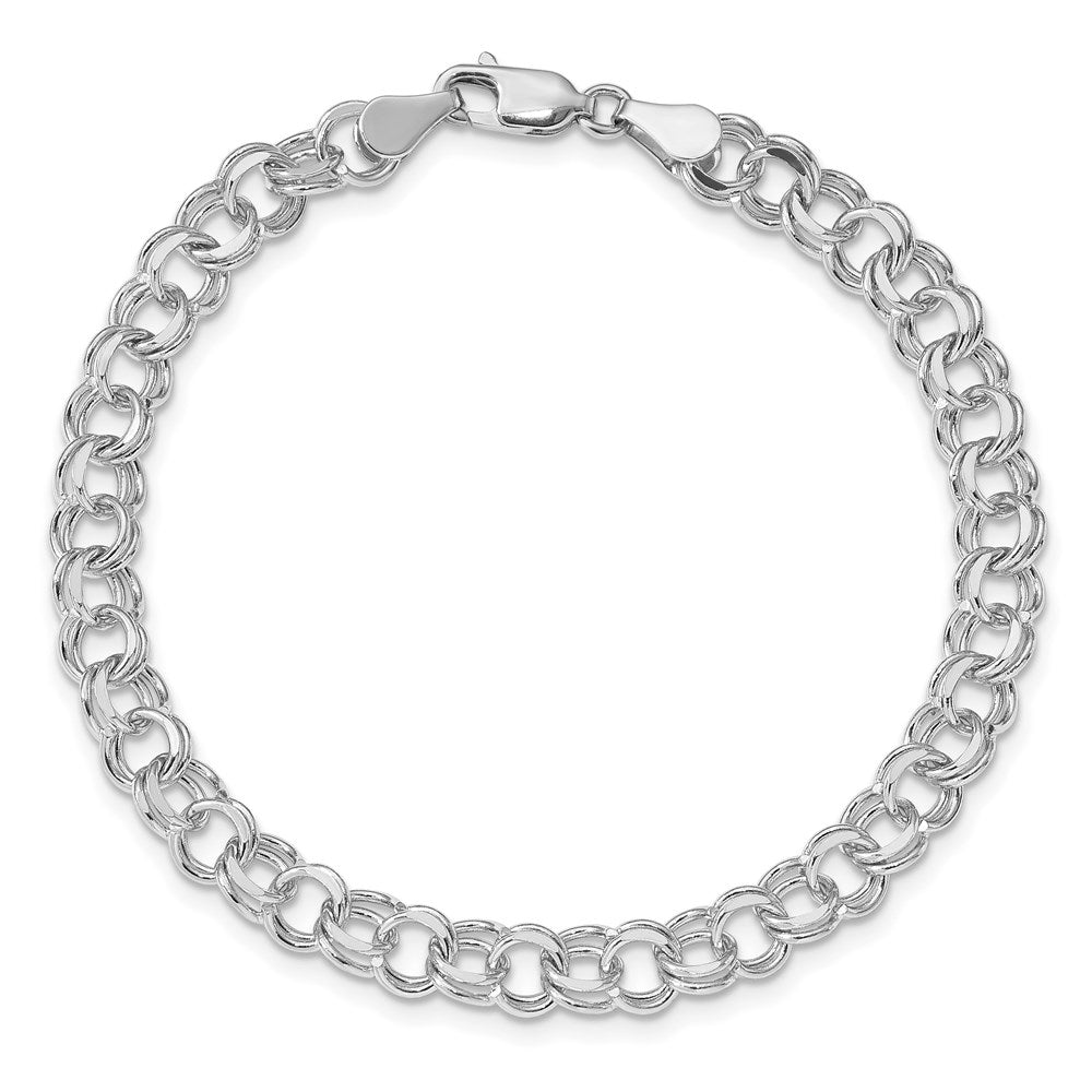 14k White Gold Double Link Charm Bracelet