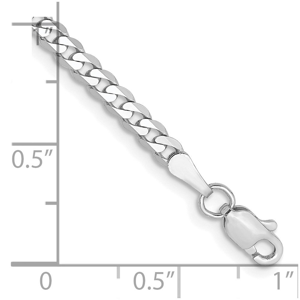 14k White Gold 8 inch 2.9mm Flat Beveled Curb with Lobster Clasp Bracelet