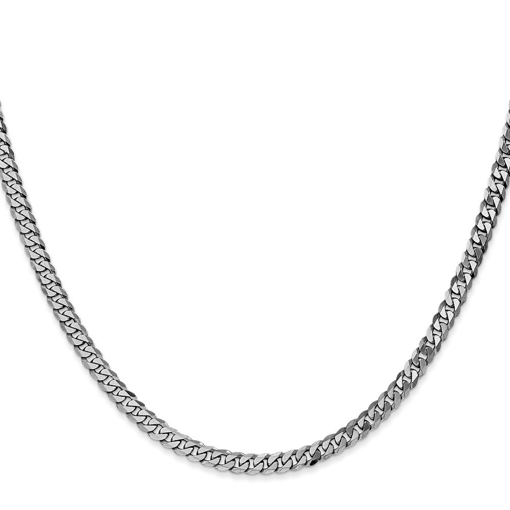 14K White Gold 26 inch 3.9mm Flat Beveled Curb with Lobster Clasp Chain