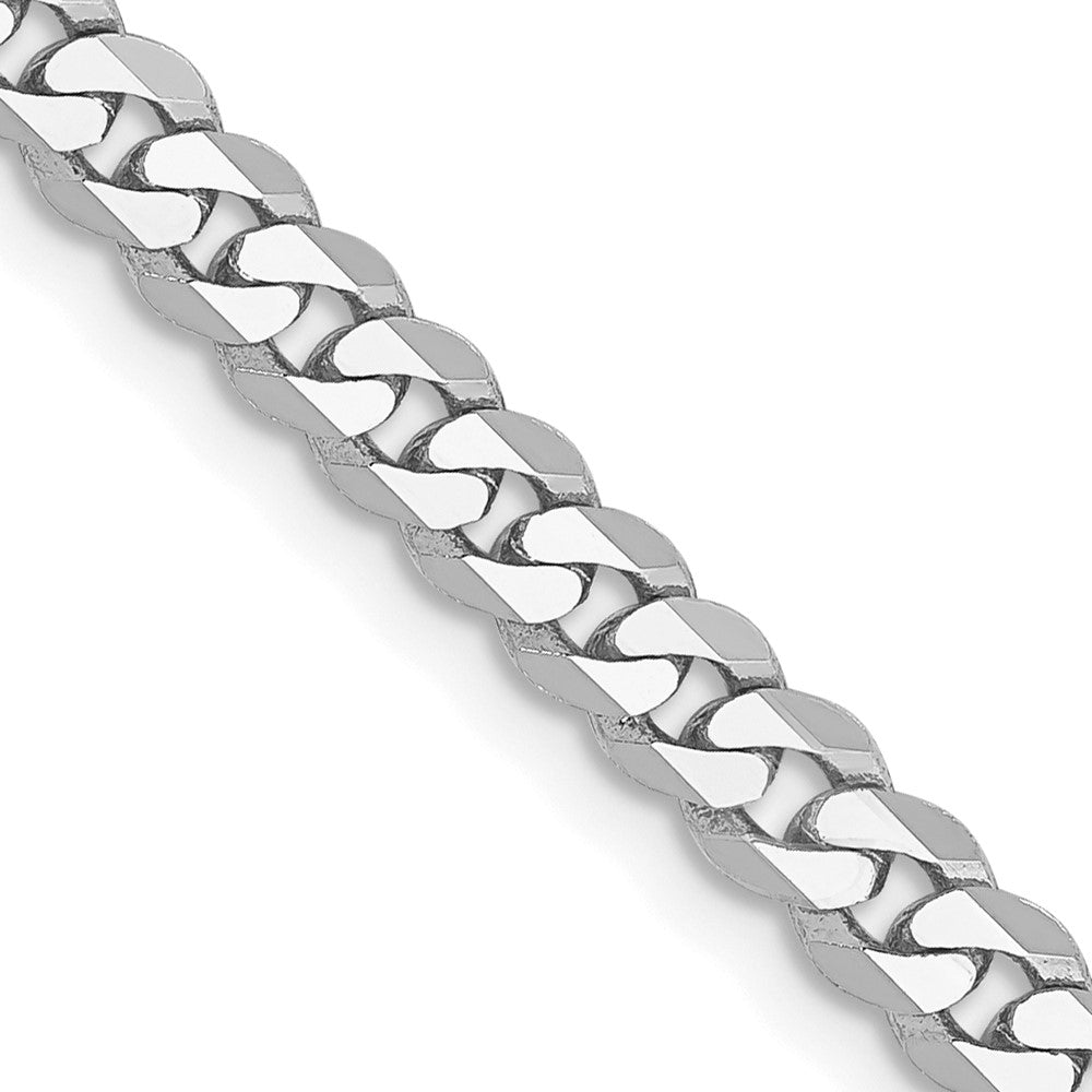 14K White Gold 18 inch 3.9mm Flat Beveled Curb with Lobster Clasp Chain