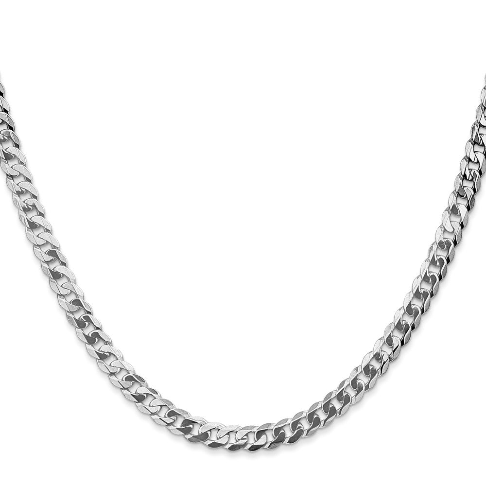 14K White Gold 26 inch 4.75mm Flat Beveled Curb with Lobster Clasp Chain