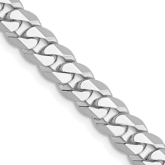 14K White Gold 20 inch 5.75mm Flat Beveled Curb with Lobster Clasp Chain