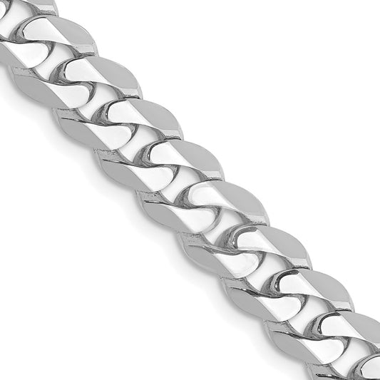 14K White Gold 20 inch 7.25mm Flat Beveled Curb with Lobster Clasp Chain