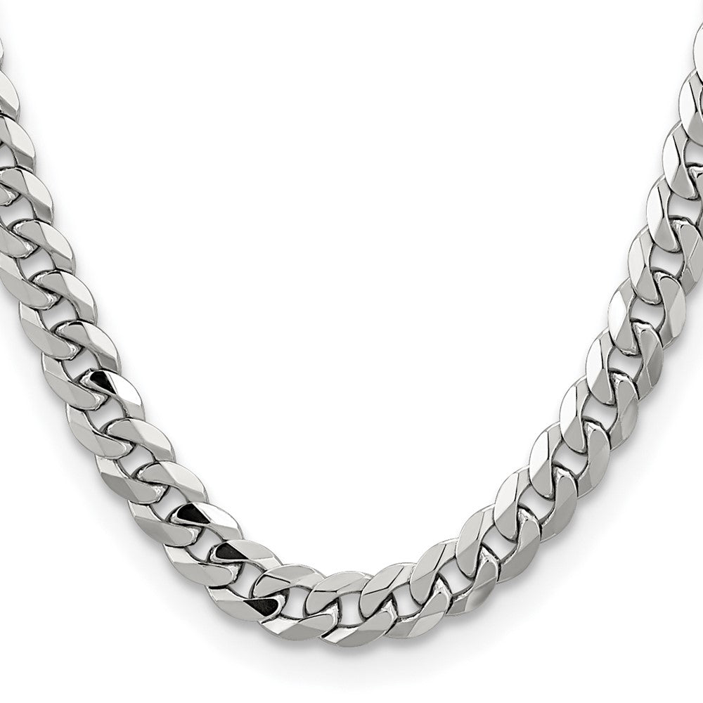 14K White Gold 20 inch 8.5mm Flat Beveled Curb with Lobster Clasp Chain