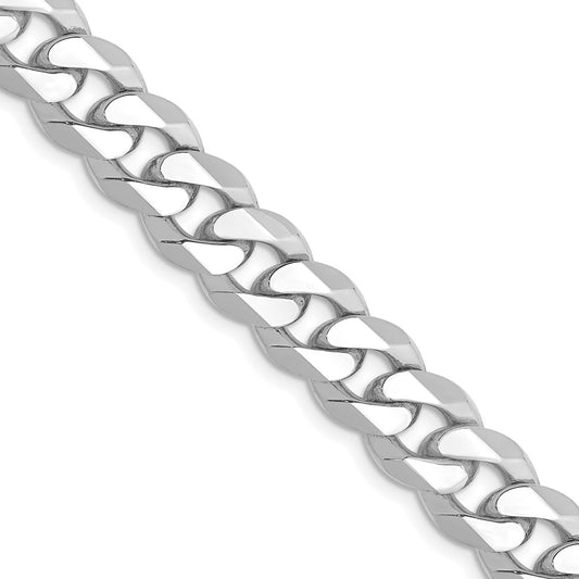 14K White Gold 20 inch 8.5mm Flat Beveled Curb with Lobster Clasp Chain