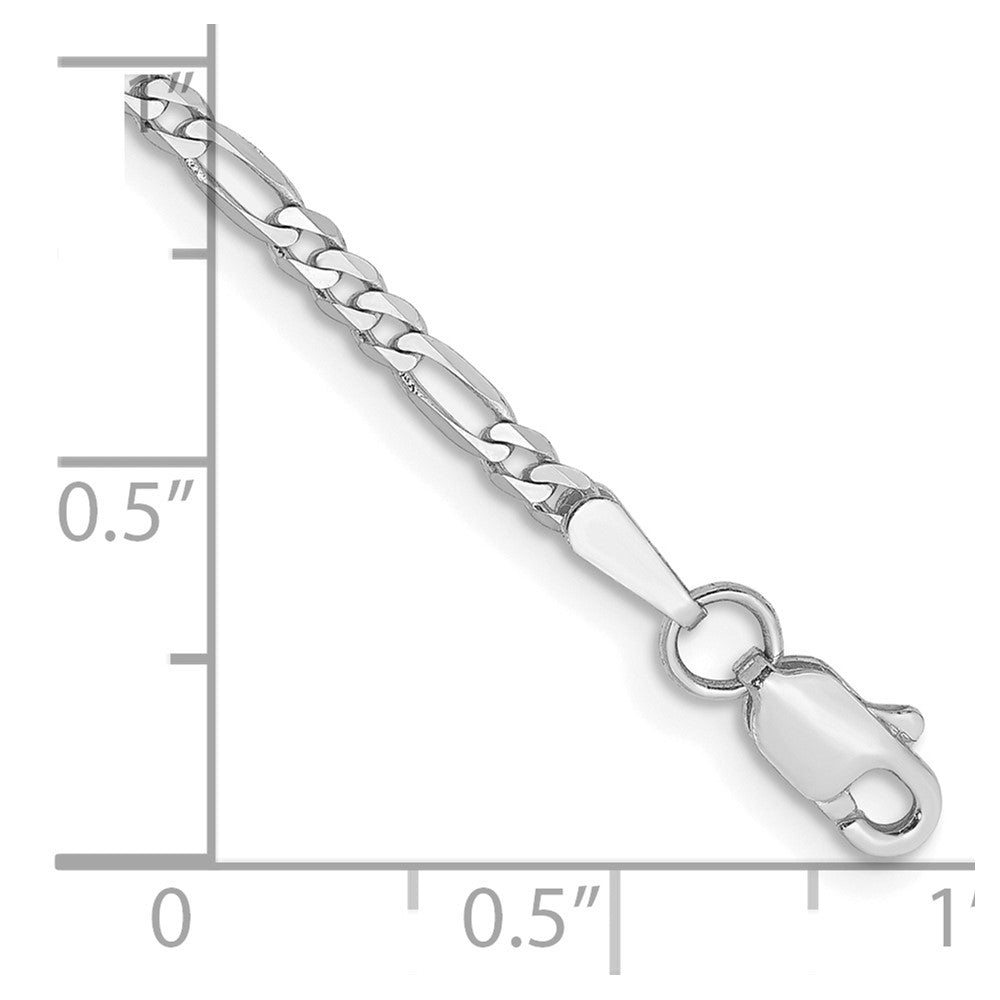 14K White Gold 10 inch 2.25mm Flat Figaro with Lobster Clasp Anklet