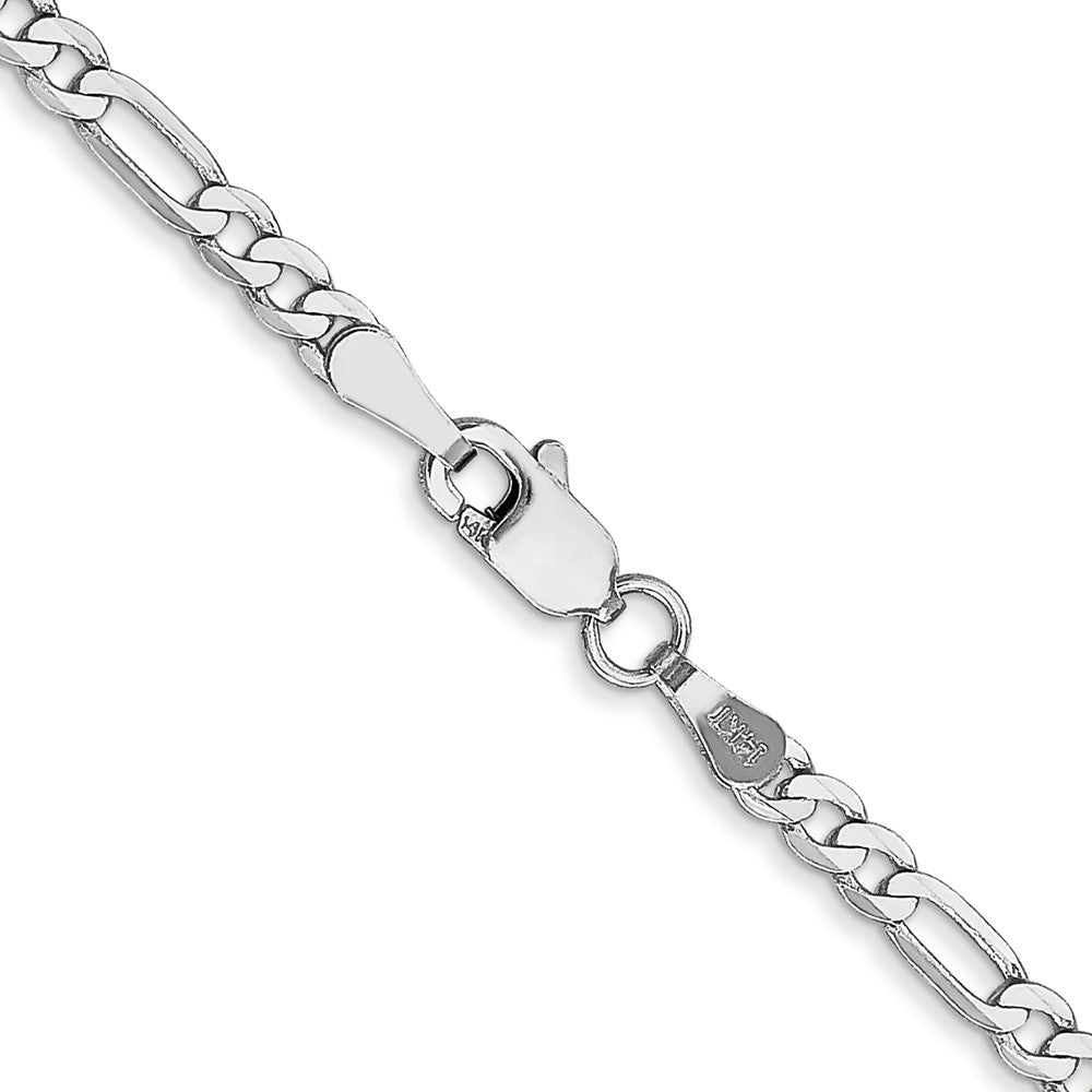 14k White Gold 18 inch 2.75mm Flat Figaro with Lobster Clasp Chain