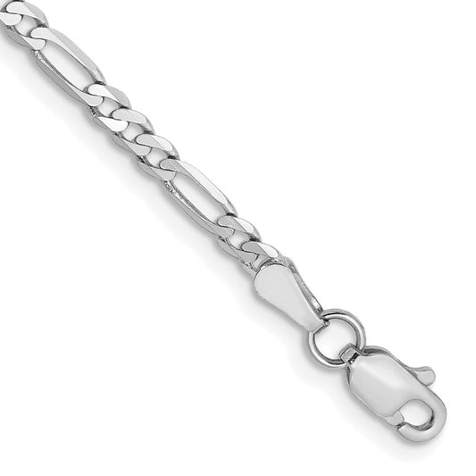 14K White Gold 7 inch 2.75mm Flat Figaro with Lobster Clasp Bracelet