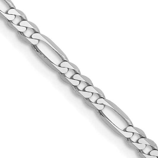 14k White Gold 16 inch 2.75mm Flat Figaro with Lobster Clasp Chain