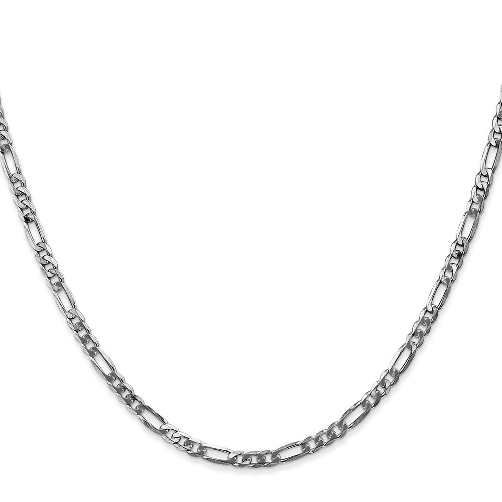 14k White Gold 16 inch 3mm Flat Figaro with Lobster Clasp Chain