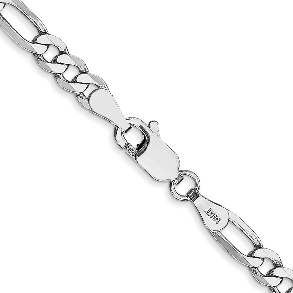 14K White Gold 24 inch 4mm Flat Figaro with Lobster Clasp Chain