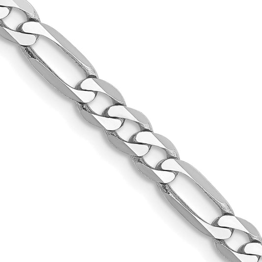 14K White Gold 18 inch 4mm Flat Figaro with Lobster Clasp Chain