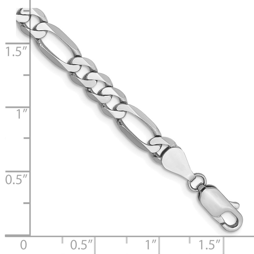 14k White Gold 7 inch 5.5mm Flat Figaro with Lobster Clasp Bracelet