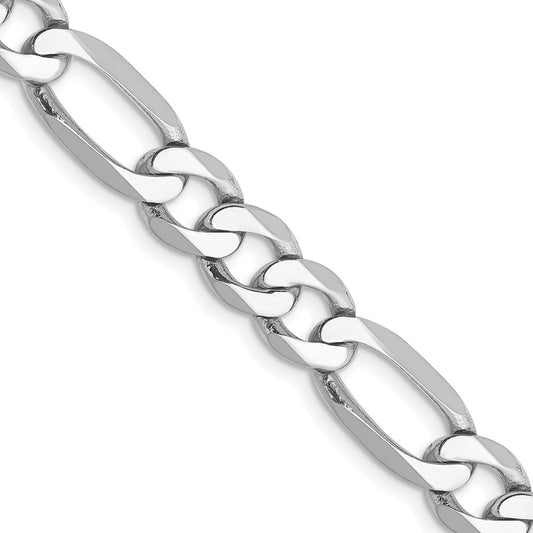 14K White Gold 20 inch 7mm Flat Figaro with Lobster Clasp Chain