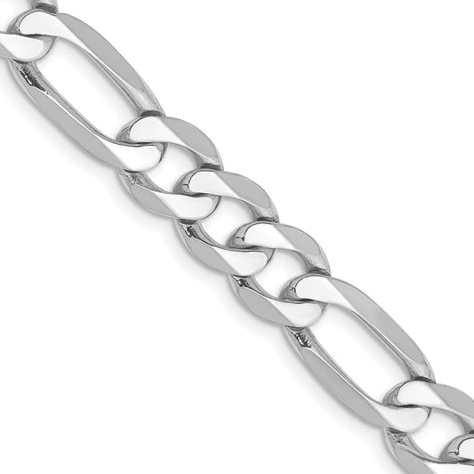 14K White Gold 20 inch 7.5mm Flat Figaro with Lobster Clasp Chain