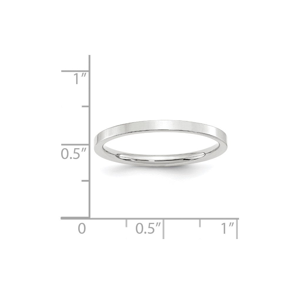 14k White Gold 2mm Standard Weight Flat Comfort Fit Wedding Band Size 11