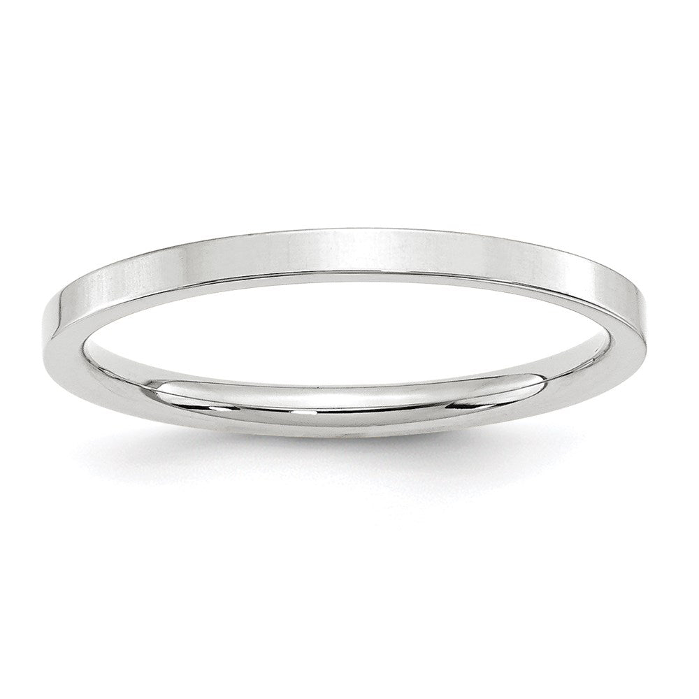 14k White Gold 2mm Standard Weight Flat Comfort Fit Wedding Band Size 10.5