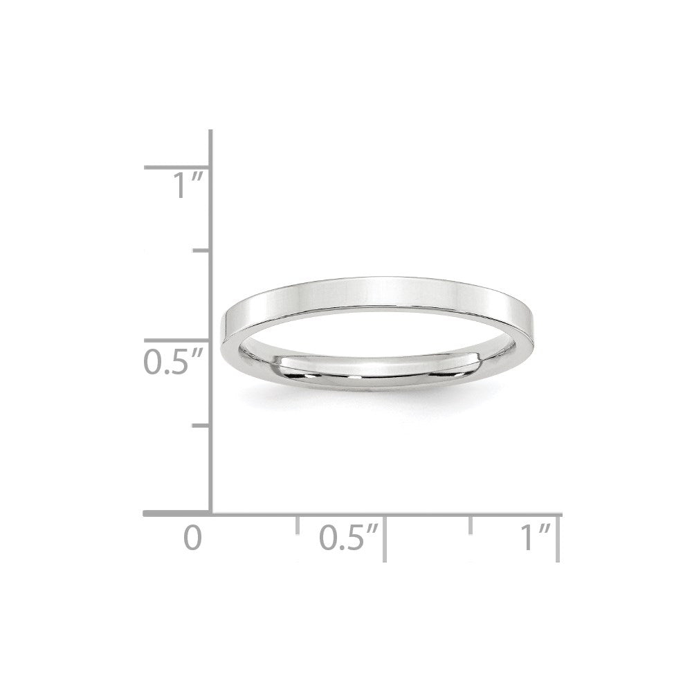 14k White Gold 2.5mm Standard Weight Flat Comfort Fit Wedding Band Size 12