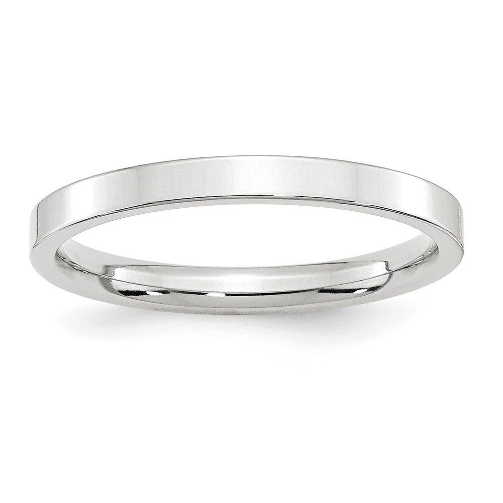 14k White Gold 2.5mm Standard Weight Flat Comfort Fit Wedding Band Size 6