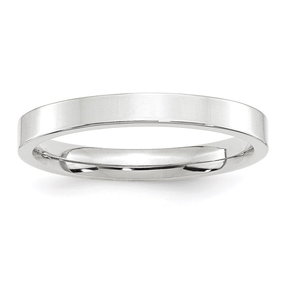 14k White Gold 3mm Standard Weight Flat Comfort Fit Wedding Band Size 12