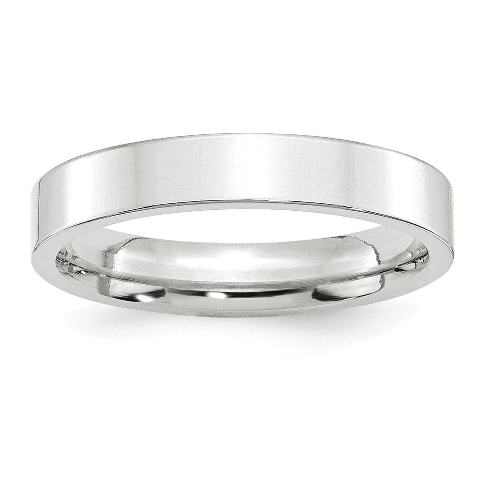 14k White Gold 4mm Standard Weight Flat Comfort Fit Wedding Band Size 8.5