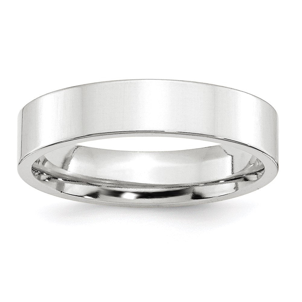 14k White Gold 5mm Standard Weight Flat Comfort Fit Wedding Band Size 8