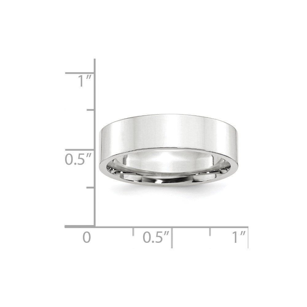 14k White Gold 6mm Standard Weight Flat Comfort Fit Wedding Band Size 11